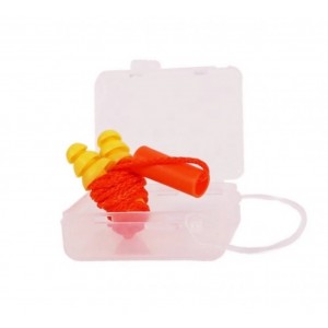 ที่อุดหู Earplug PAN TAIWAN รุ่น SE1363 NRR25db สีเหลืองแบบมีสาย พร้อมกล่องเก็บ Standard CE EN352-2, ANSI S3.19